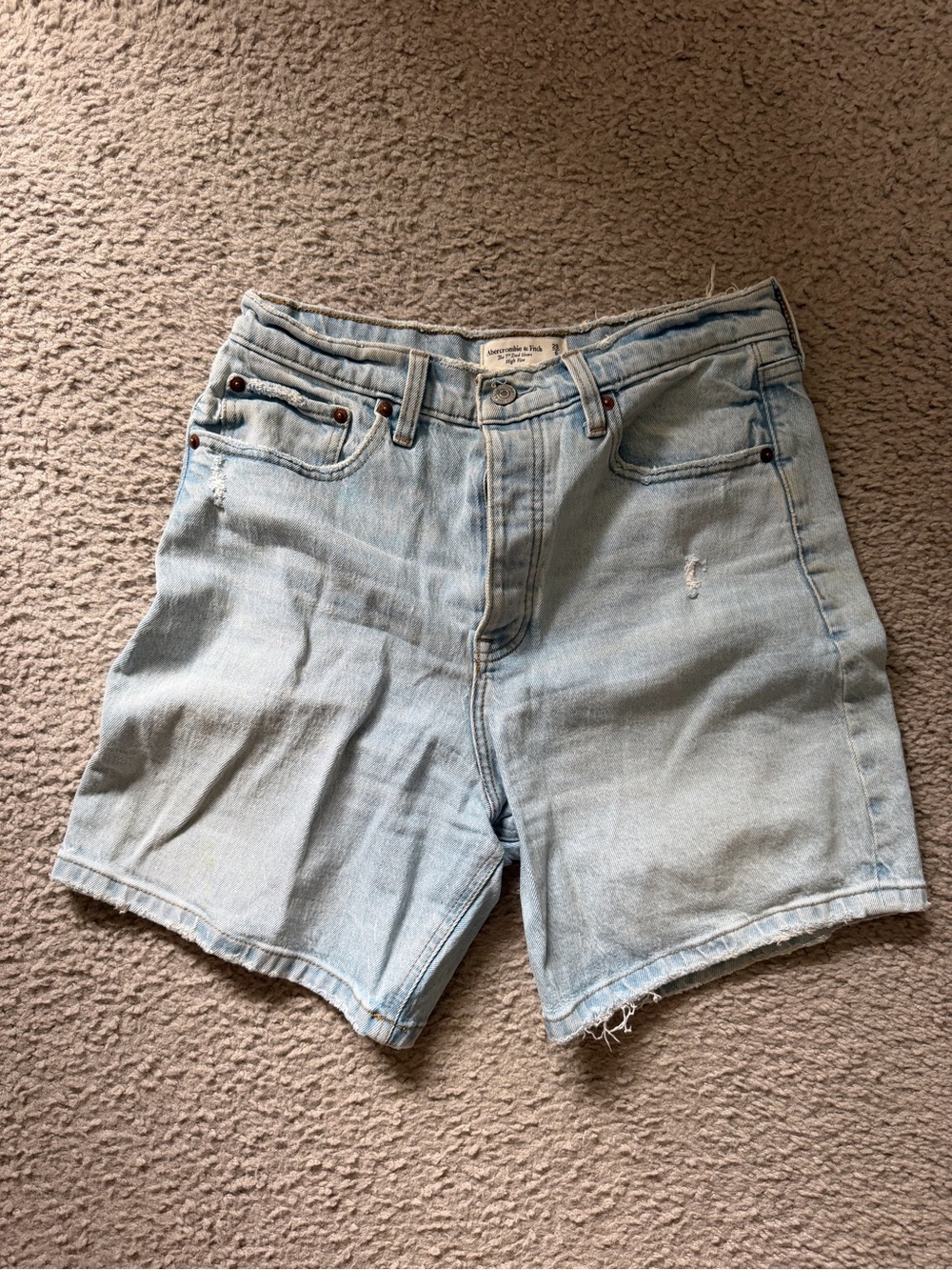 Abercrombie & Fitch Light Blue High-Rise Dad Shorts